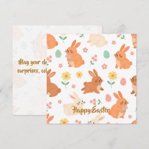 Tarjeta Festiva patrón de conejo de huevo floral de Pascua