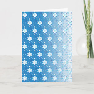 Tarjeta Festiva Patrón de copos de nieve azules y blancos de invie