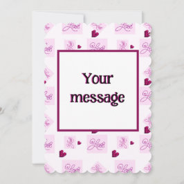 Tarjeta Festiva Patrón de corazón de amor en bloque