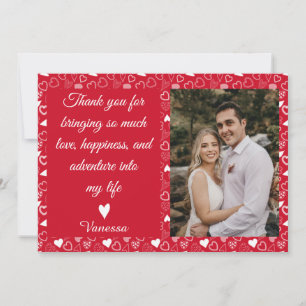 Tarjeta Festiva Patrón de corazón de foto personalizado del día de