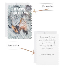 Tarjeta Festiva Patrón de cristales de hielo mágico con hojas caíd