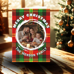 Tarjeta Festiva Patrón de Cuadro de Foto Familiar Personalizado Na