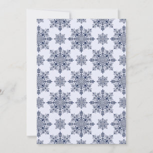 Tarjeta Festiva Patrón de Damasco de copo de nieve azul