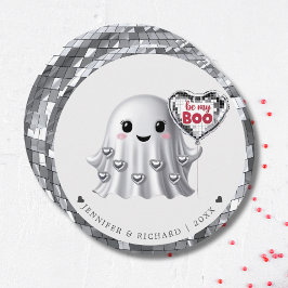 Tarjeta Festiva Patrón de diseño de San Valentín fantasma plateado