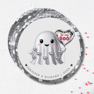 Tarjeta Festiva Patrón de diseño de San Valentín fantasma plateado