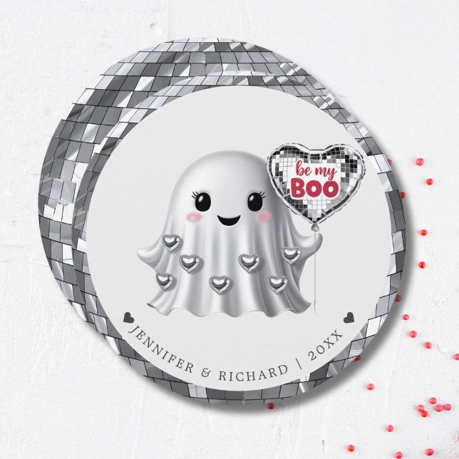 Tarjeta Festiva Patrón de diseño de San Valentín fantasma plateado (Silver Ghost Personalized Valentine's Holiday Card)
