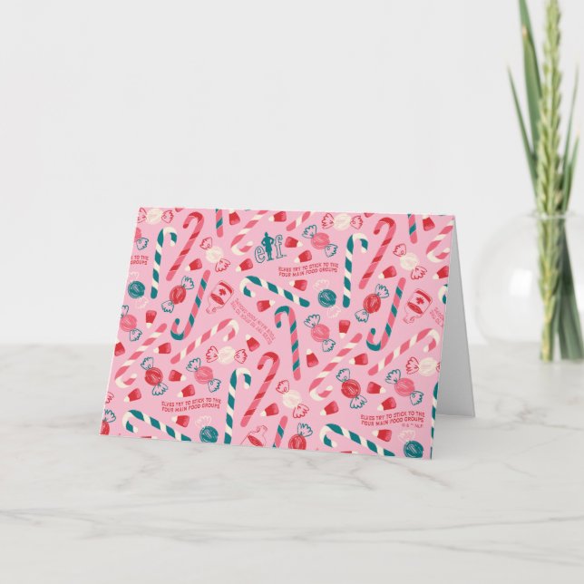 Tarjeta Festiva Patrón de dulces de vacaciones de elfo (Anverso)