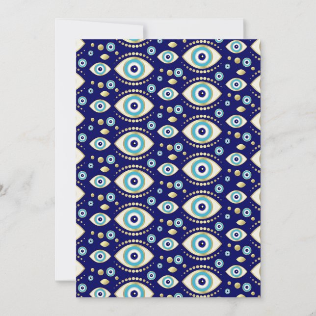 Tarjeta Festiva Patrón de Encanto Ocular Mal (Anverso)
