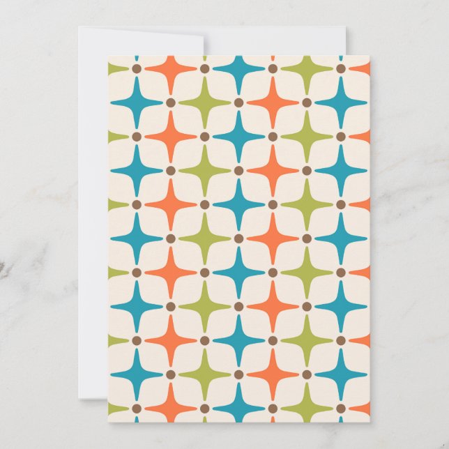 Tarjeta Festiva Patrón de estrellas modernas de medio siglo (Anverso)