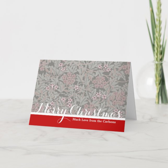 Tarjeta Festiva Patrón de Flor de Jazmín de William Morris (Anverso)