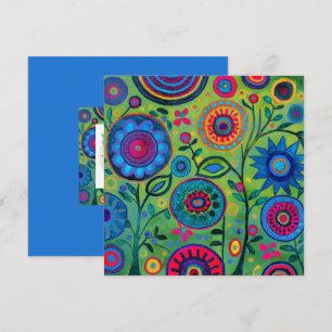 Tarjeta Festiva Patrón de flor hippie retro vintage