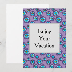 Tarjeta Festiva Patrón de flores azules violetas