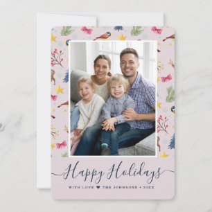 Tarjeta Festiva Patrón de foto de guión de Felices Fiestas