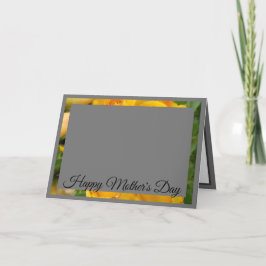 Tarjeta Festiva Patrón de fotos de rosa amarilla | Gris