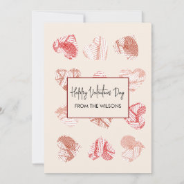 Tarjeta Festiva Patrón de Huella Dactilar Rojo Día de San Valentín