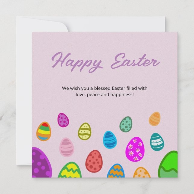 Tarjeta Festiva Patrón de Huevos Felices de Pascua (Anverso)