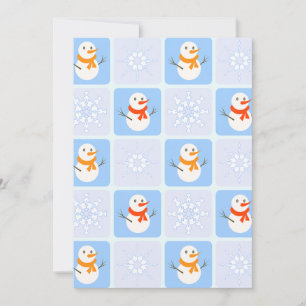 Tarjeta Festiva Patrón de invierno de snowman y copos de nieve