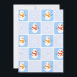 Tarjeta Festiva Patrón de invierno de snowman y copos de nieve<br><div class="desc">Viento a prueba de viento,  con un patrón ininterrumpido,  de soplete y copos de nieve</div>