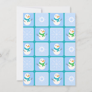 Tarjeta Festiva Patrón de invierno de snowman y copos de nieve