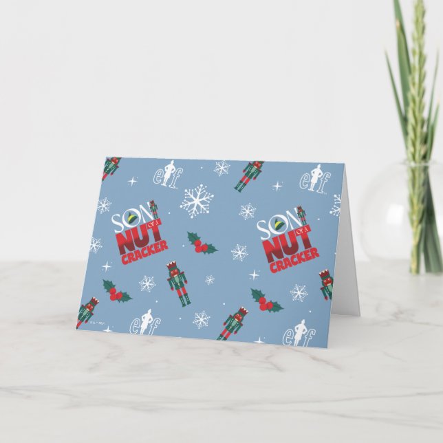 Tarjeta Festiva Patrón de invierno Elf "Hijo de un Nutcracker" (Anverso)
