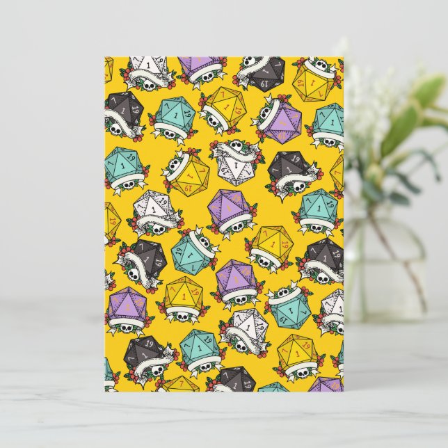 Tarjeta Festiva Patrón de juego de dados D20 (Anverso de pie)