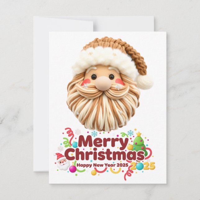 Tarjeta Festiva patrón de lana falso, estilo de gancho de muesca,  (Anverso)