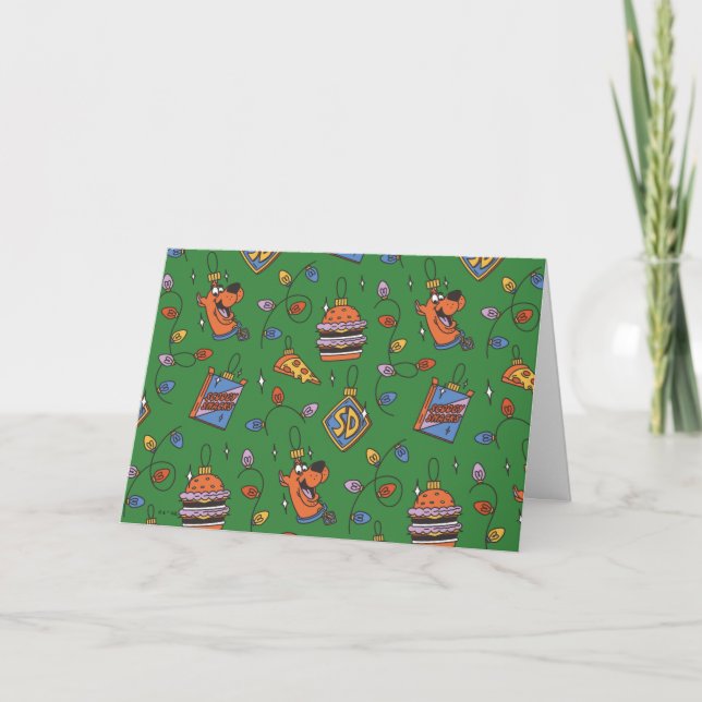 Tarjeta Festiva Patrón de Luces de Snack Navideños de Scooby-Doo (Anverso)