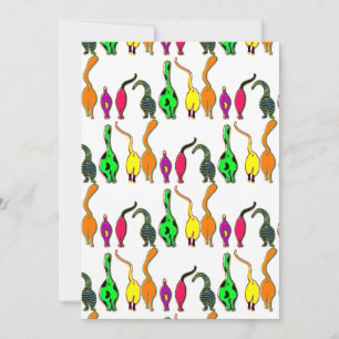 Tarjeta Festiva Patrón de manguitos de gato coloridos