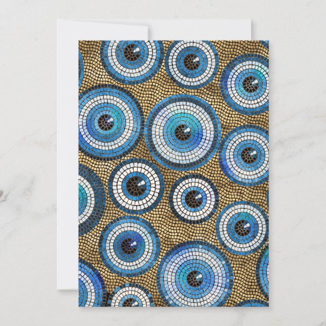 Tarjeta Festiva Patrón de mosaico de ojos malvados (Anverso)