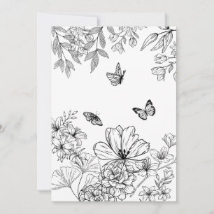 Tarjeta Festiva Patrón de naturaleza floral en blanco y negro Mini