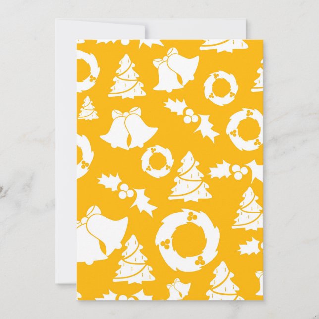 Tarjeta Festiva Patrón de Navidades amarillos (Anverso)