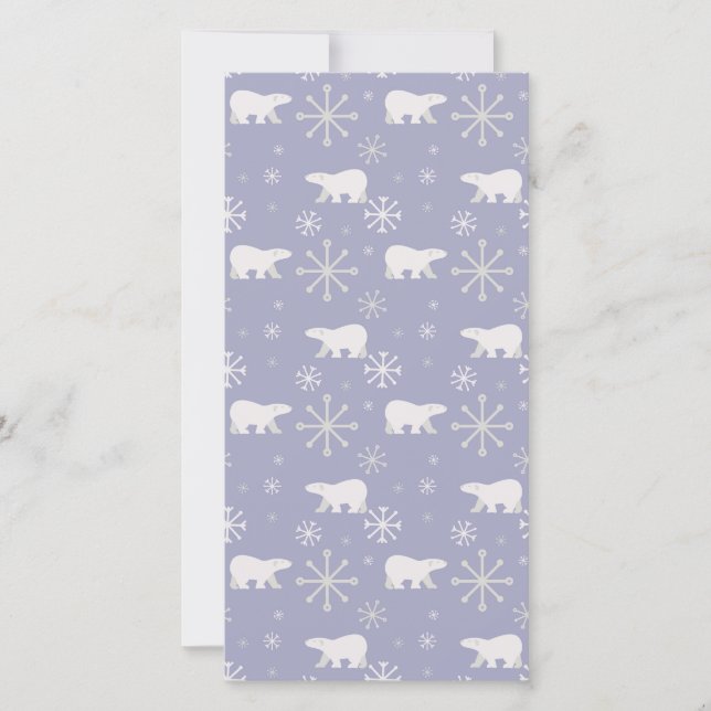 Tarjeta Festiva Patrón de navidades con osos polares y copos de ni (Anverso)