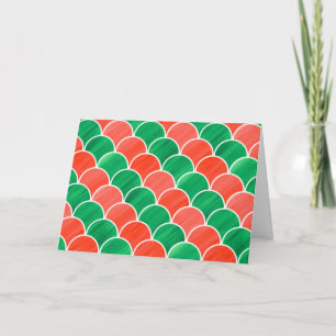 Tarjeta Festiva Patrón de Navidades de escala roja y verde pintado