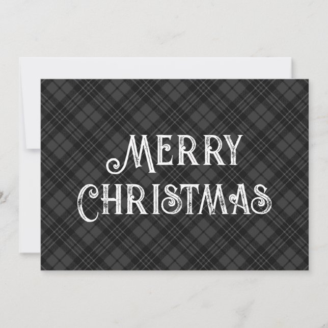 Tarjeta Festiva Patrón de Navidades de invierno de lona blanco bla (Anverso)