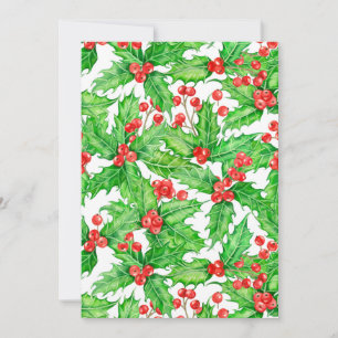 Tarjeta Festiva Patrón de Navidades de la acuarela de las bayas