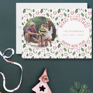 Tarjeta Festiva Patrón de Navidades de la familia fotográfica mode