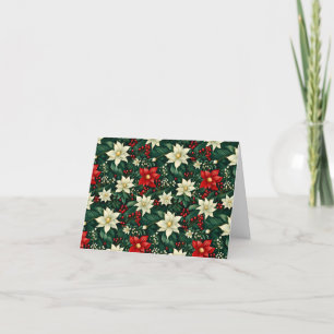 Tarjeta Festiva Patrón de Navidades florales personalizados