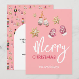Tarjeta Festiva Patrón de Navidades modernos Pastel