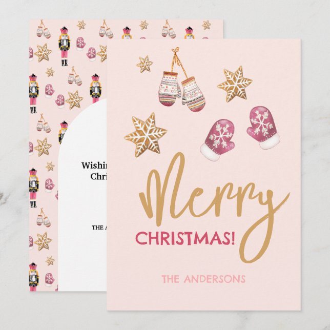 Tarjeta Festiva Patrón de Navidades modernos Pastel (Anverso / Reverso)