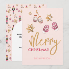 Tarjeta Festiva Patrón de Navidades modernos Pastel