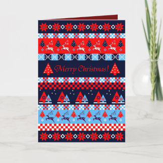 Tarjeta Festiva Patrón de navidades nórdicos y texto personalizado
