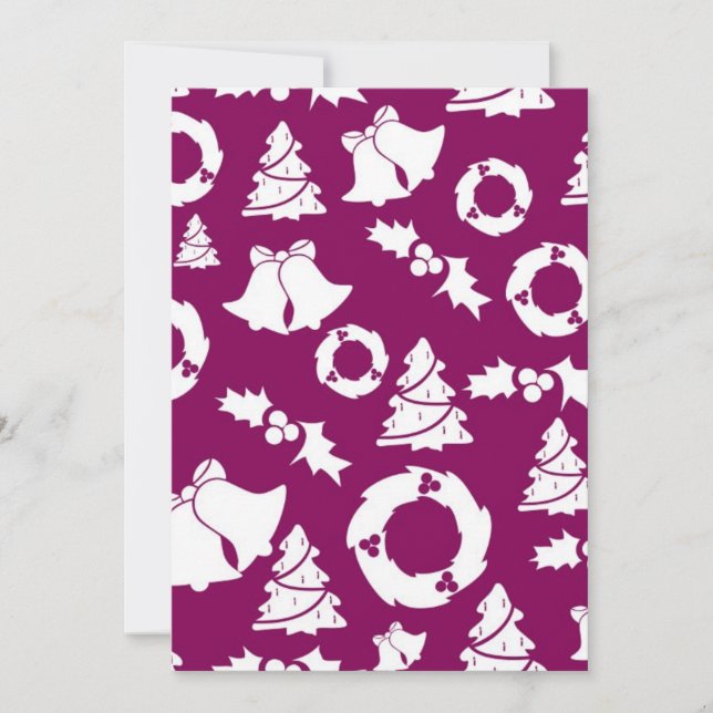 Tarjeta Festiva Patrón de Navidades púrpura (Anverso)