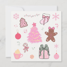 Tarjeta Festiva Patrón de Navidades rosados