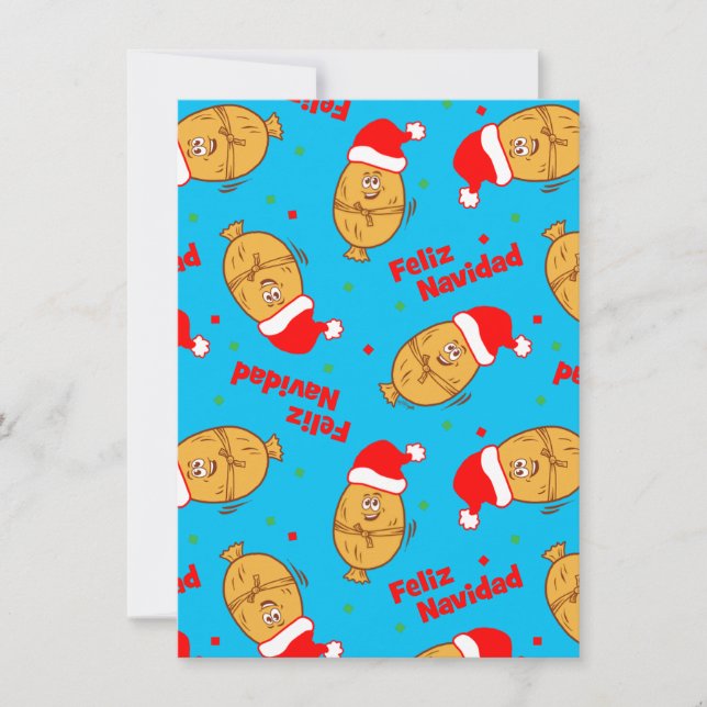 Tarjeta Festiva Patrón de navidades Tamales (Anverso)
