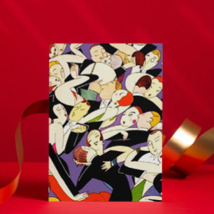 Tarjeta Festiva Patrón de parejas de baile Art Deco   Era del Jazz