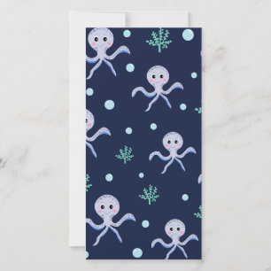 Tarjeta Festiva Patrón de Pulpo Adorable