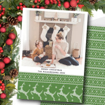 Patrón de reno de suéter nórdico verde festivo