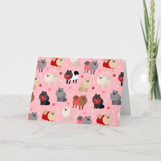 Tarjeta Festiva Patrón de San Valentín de Pomerania (Anverso)