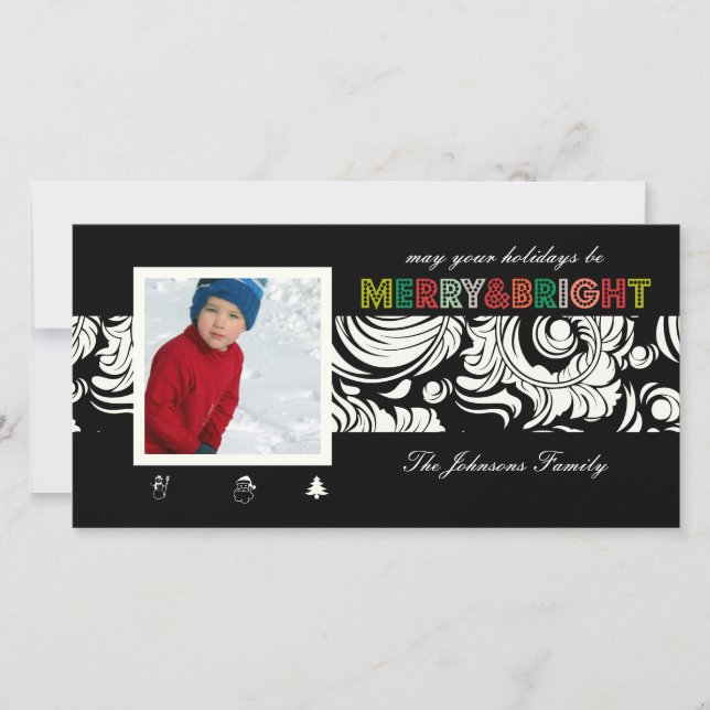 Tarjeta Festiva Patrón de tejidos PixDezines, navidades (Anverso)