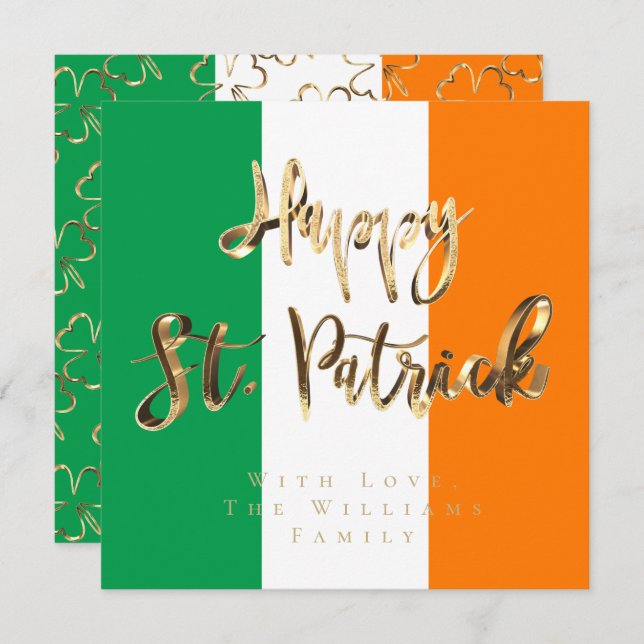 Tarjeta Festiva Patrón de trajes de chamrock feliz Día de San Patr (Anverso / Reverso)